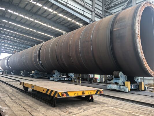 Wind Tower Production Line with Self Aligning Welding Rotators Engineered for Large Offshore Wind Tower Fabrication Needs